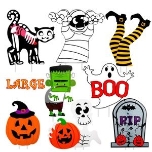 Jetec 8 Pieces Halloween Yard Signs Halloween Decoration Pumpkin